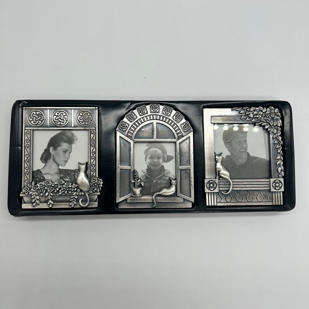 Vintage Cat Picture Frames Mini Silver Tone Royal Limited Wallet Size Set of 3 - Picture 7 of 12